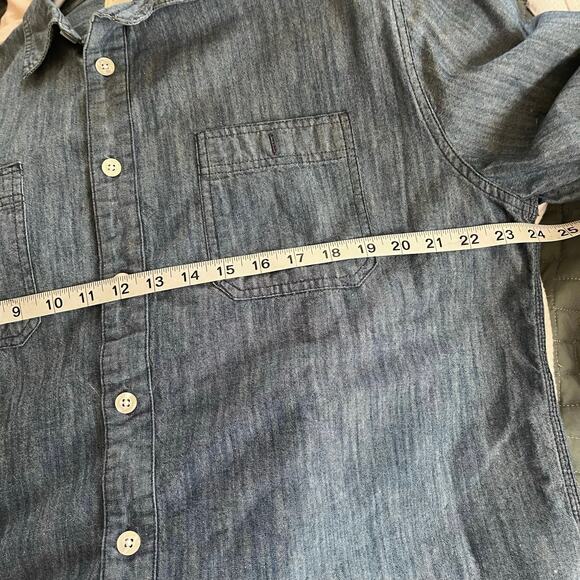 Levi’s Chambray Denim Ole Miss Rebel Upcycle Button Up Shirt XL Unisex Women’s - Picture 5 of 7